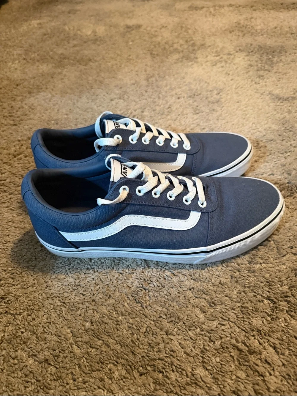 Vans Navy Canvas Low-Top Sneakers with White Side Stripe